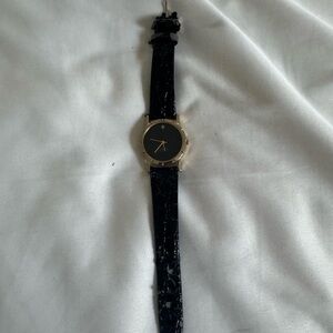 Vintage Elegant Black and Gold Women's Watch